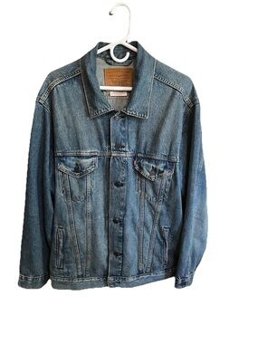 Levi’s Premium Vintage Fit Trucker Jacket XXL 2XL Port of LA Global Graphic BigE